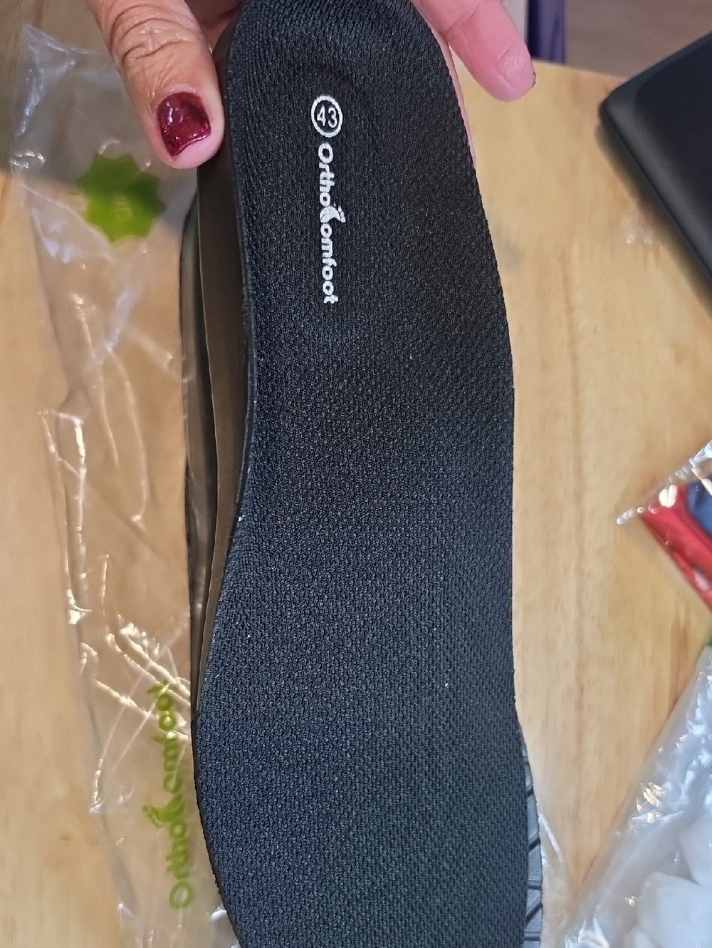 Black Men's Insole – Cushioned Support (Size 43)